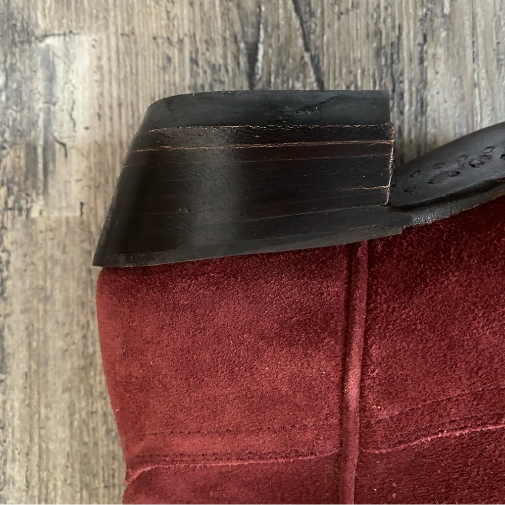 Tecovas Paige Burgundy Suede Booties - Rare Pull-On Edition - Size 5.5B - Picture 7 of 16